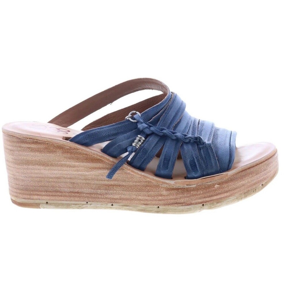 A.S.98 Nicolls Leather Wedge Platform  Blue Color EU37  US 6